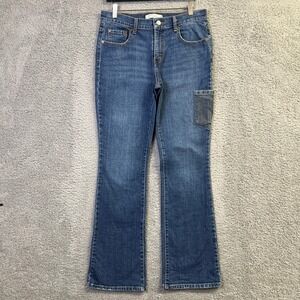 Levis 515 Bootcut Jeans Women 8 Blue Denim DIY Utility Pocket Added Workwear
